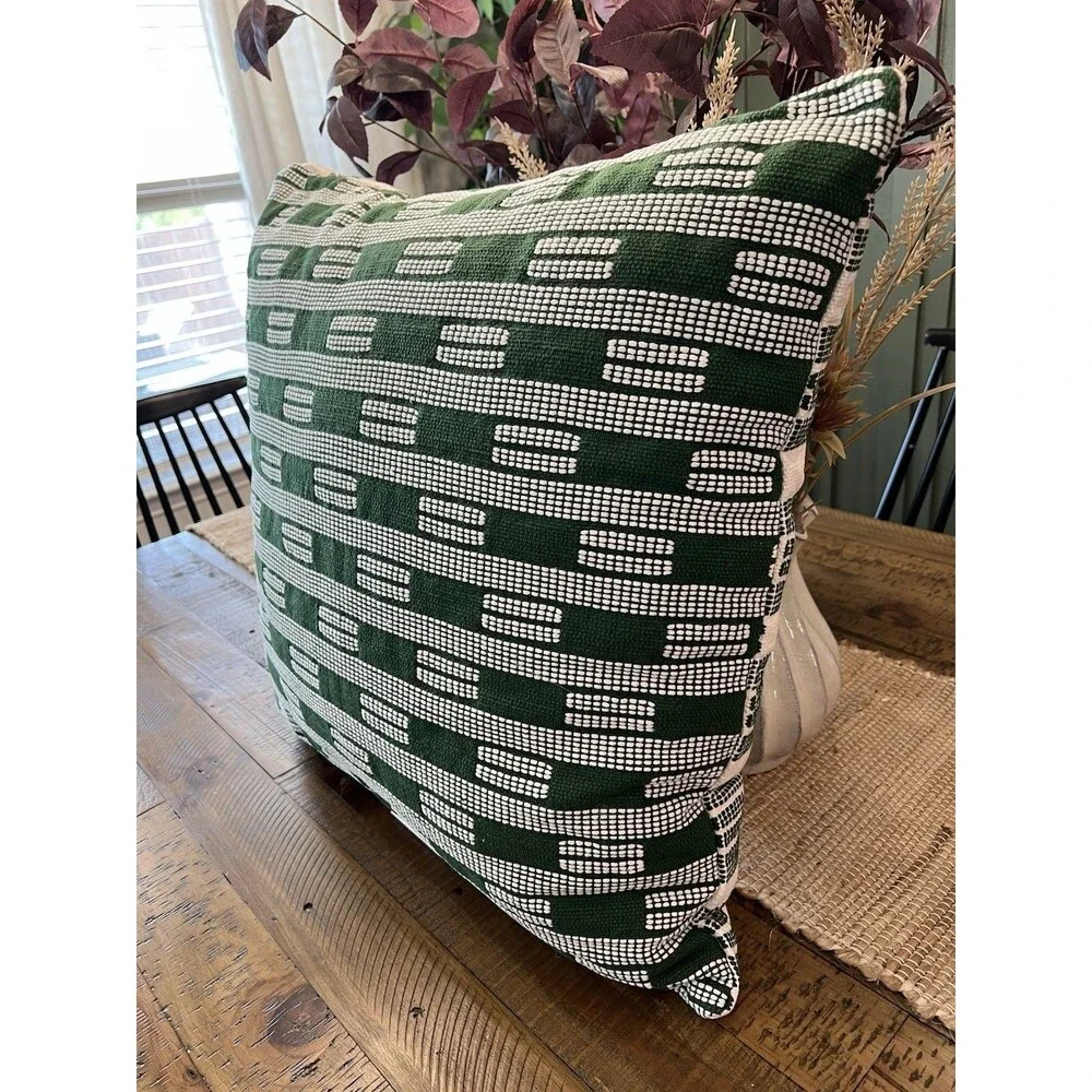 Oversized Dash Square Throw Pillow Ivory/Green - Threshold: 24